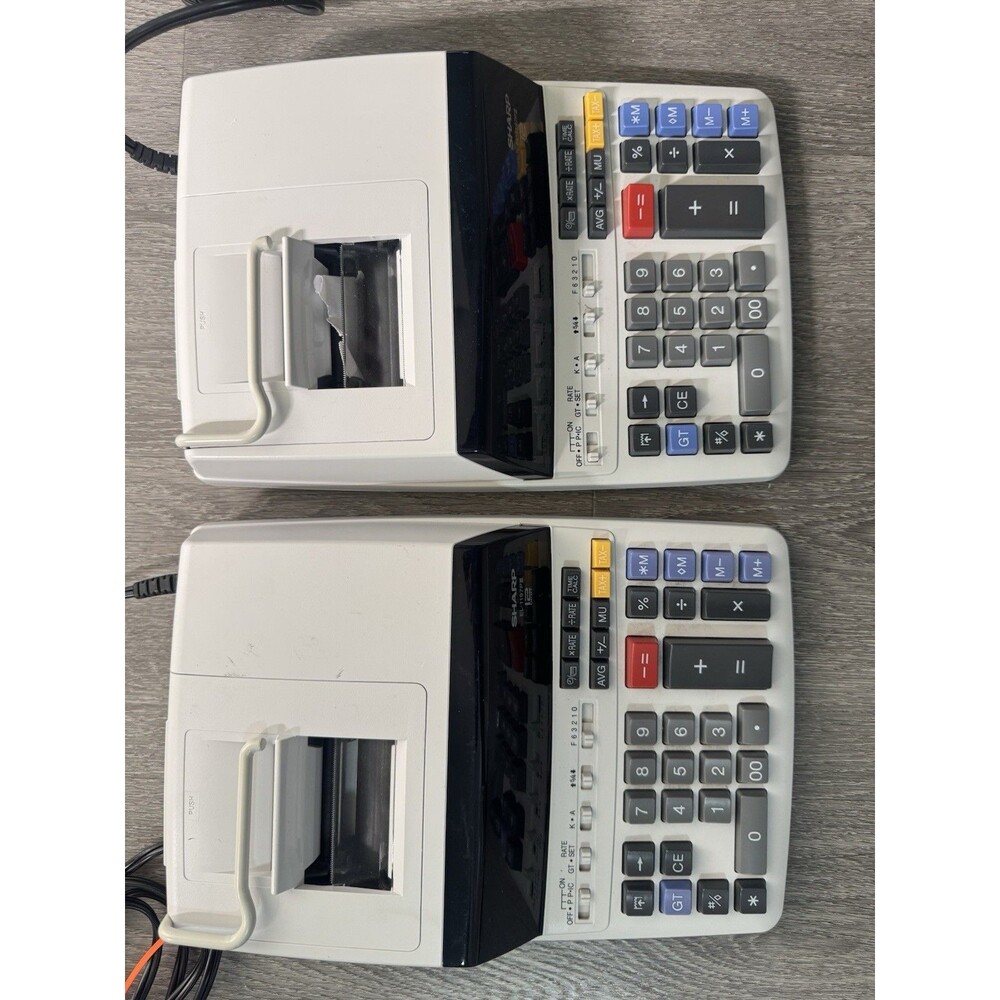 Lot of 2 Sharp EL-1197PIII 12-digit printing calculators/adding machines